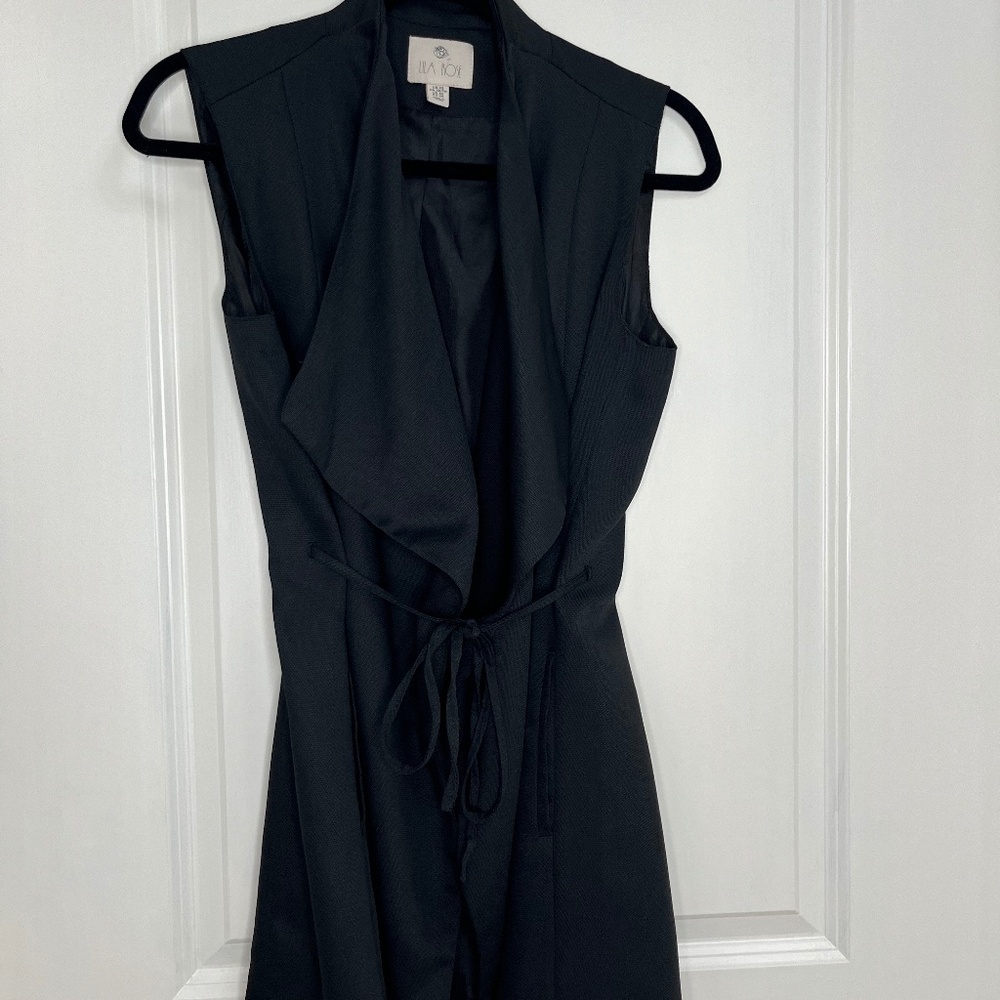 Lila Rose Black Sleeveless Tie-Waist Vest Blazer XS